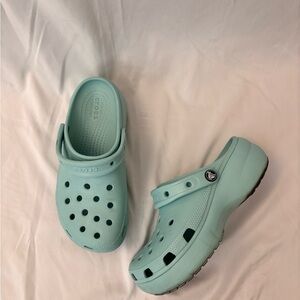 Teal/Aqua Platform Crocs